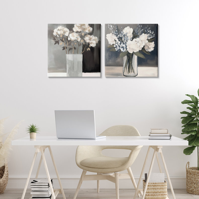 Vase Of Grace Flowers 2pc Canvas Set, design by Mona Grace, 17" H x 17" W