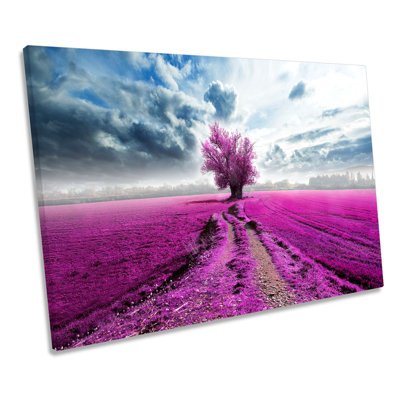 Sunset Landscape Tree Modern - Wrapped Canvas Print
