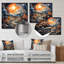 Orange orange, bleu, hivers, papercut, paysage II - paysages, art mural en métal, salon-1992297222