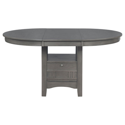 Table de salle à manger ovale à rallonge gris moyen avec rangement intégré, hauteur de 30,5 po, 95,95 lb, pour rangement à 4 zones et rallonge, 42 po de large, salon
