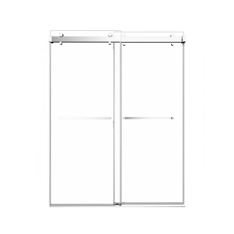 Porte de douche coulissante double sans cadre de 56 à 60 po x H 76 po avec verre transparent de 3/8 po (10 mm), Chrome chrome