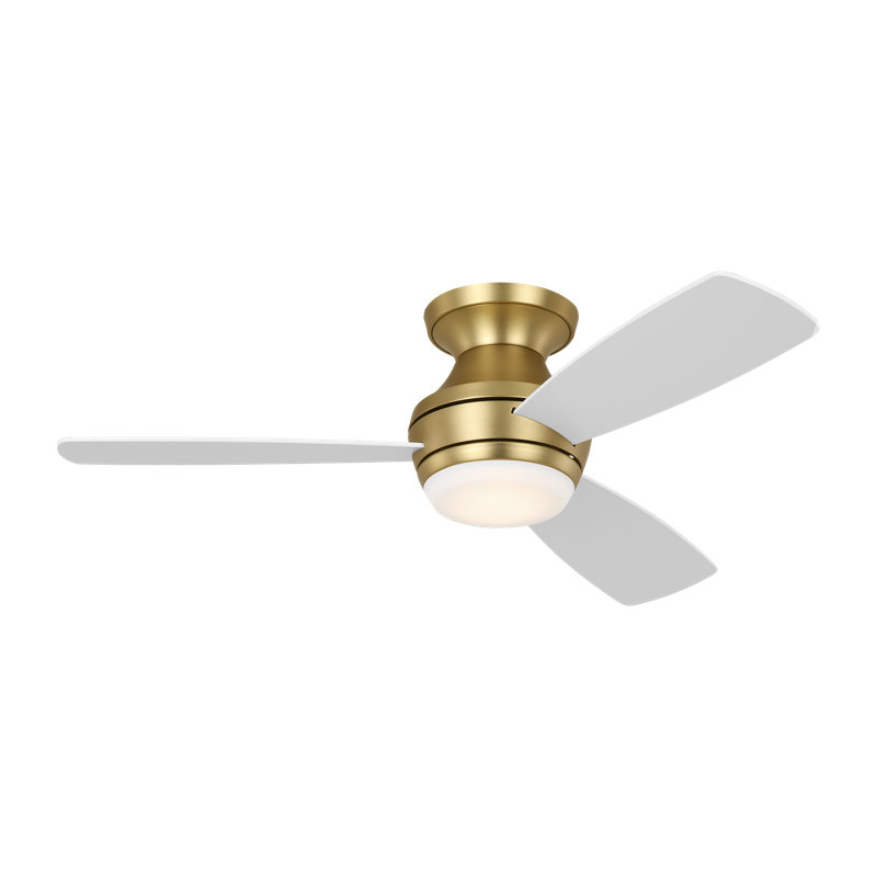 Rivers Ceiling Fan with LED Lights, 44", Burnished Brass with Matte White Blade