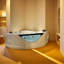 Baignoire tourbillon d'angle 59 "pour 2 personnes, baignoire à jets de luxe avec 6 jets d'hydromassage, lumières DEL de chromathérapie et système de réglage pneumatique, pompe à eau certifiée UL, égouttoir certifié UPC