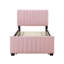 Lit plateforme tapissier en velours avec lit gigogne-112511389-106492948