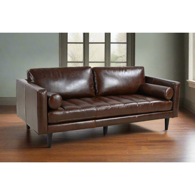 Philippe Top Grain Leather Sofa, Brown