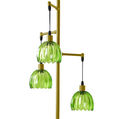 175cm Gold Pole Polished Torchiere Floor Lamp with USB and Outlet