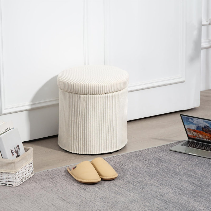 40cm Wide Solid Colour Footstool Ottoman, White