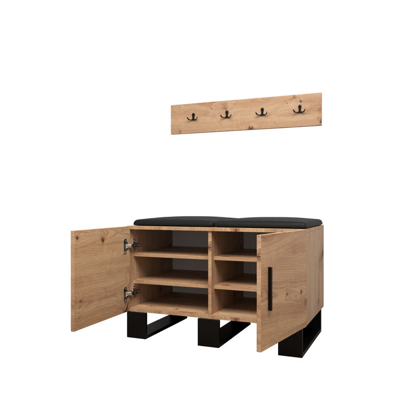 12 Pair Shoe Storage Cabinet, Brown/Black