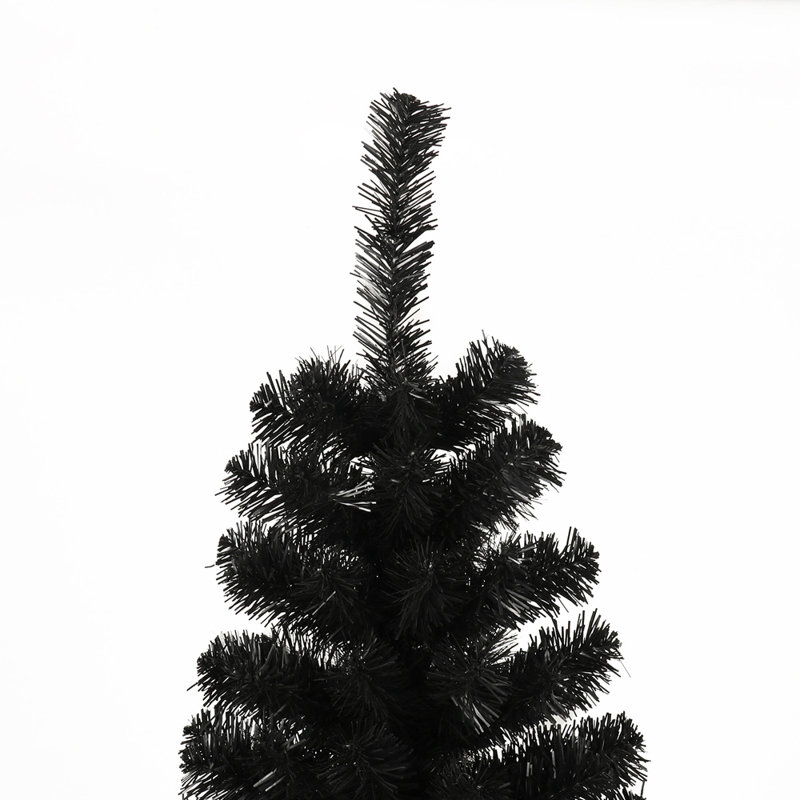 7.5' Black Fir Slim Tall Christmas Tree with Warm White Lights