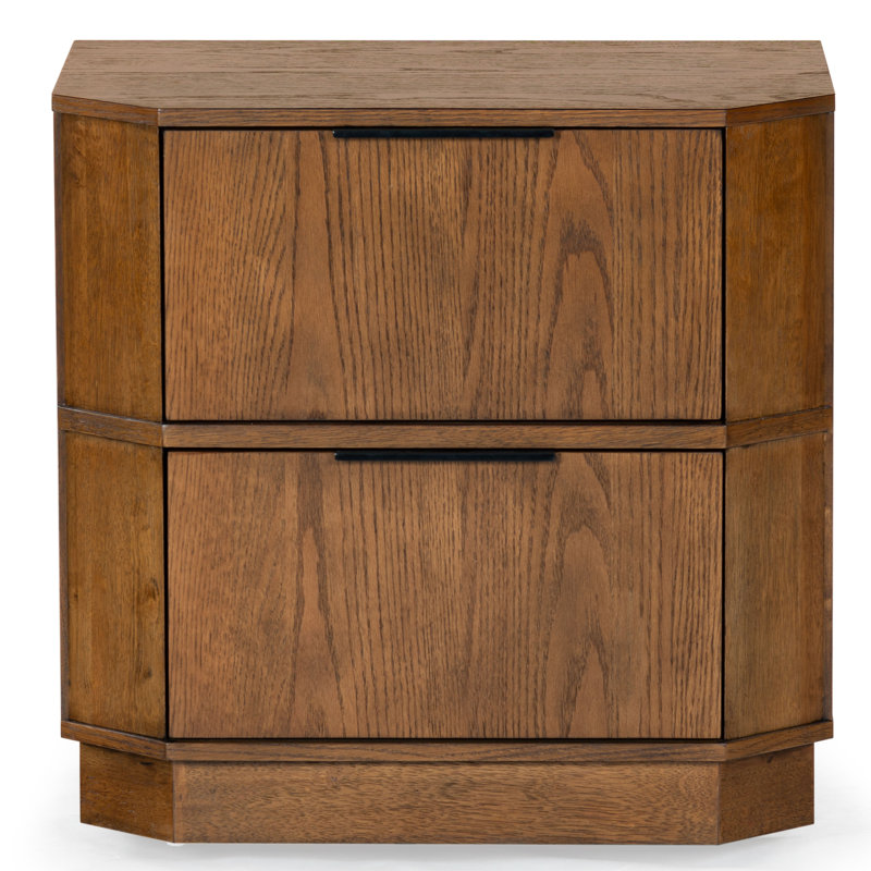 Hoenack 2 Drawer Nightstand, Medium Oak