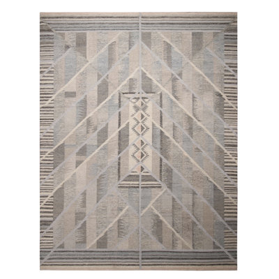 Rug & Kilim’S Scandinavian Inspired Geometric Beige Gray And Blue Wool Rug