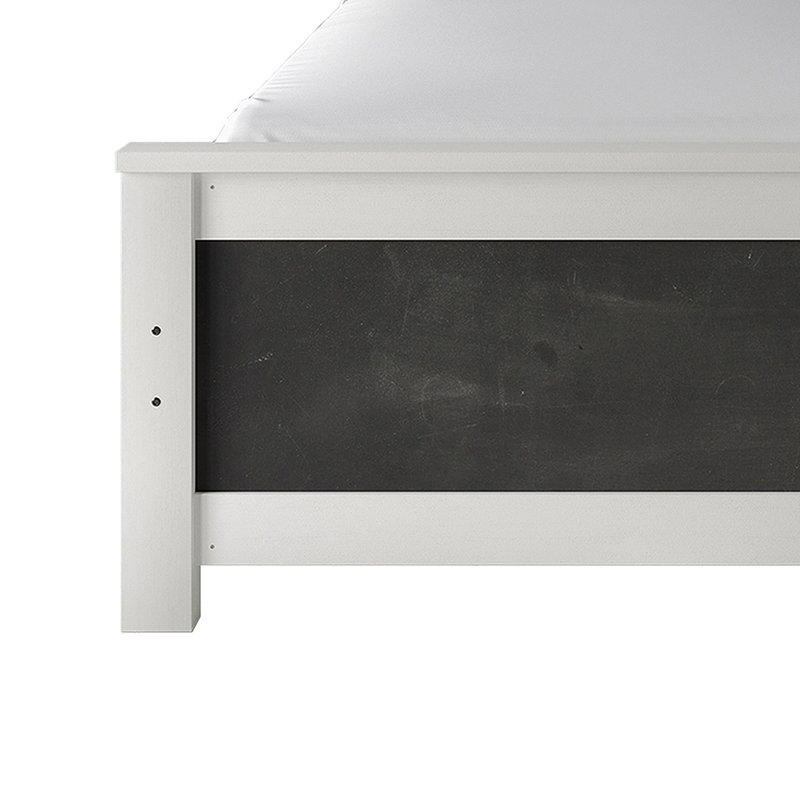Lit plateforme en bois blanc, Blanc