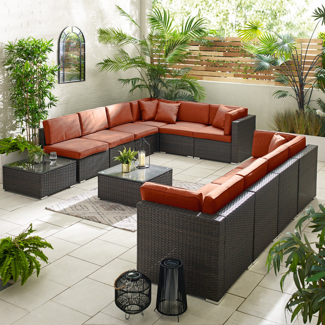Miacomet Modular PE Rattan Garden Sofa Set and Table for Modern Gardens and Patios (Cover Included)