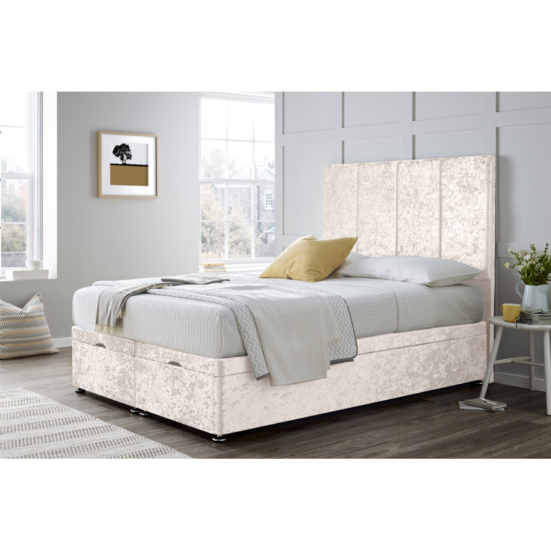 Divan Bed with 24" Headboard on Struts, Cream, Single (3')