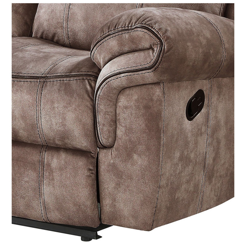 Zubaida Two Tone Grey Velvet Recliner Sofa w/USB Port & Drop Down Table, Chocolate
