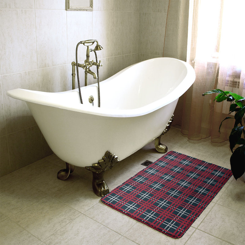 Memory Foam Non-Slip Bath Rug, 21" W x 34" L, Pink/Black 2