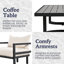 Ensemble de conversation modulaire d'extérieur 4 pièces avec coussins beiges et table basse 4 pièces-712625782