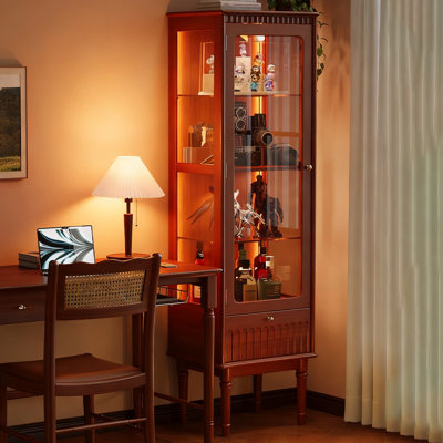 Brown Solid Wood + Tempered Glass Display Cases