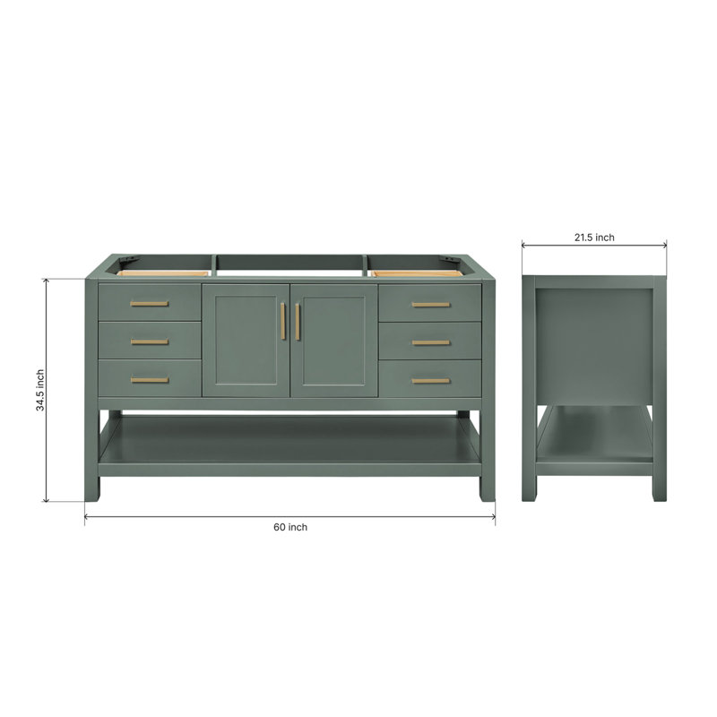 60'' W Single Bathroom Vanity Base, Vintage Green