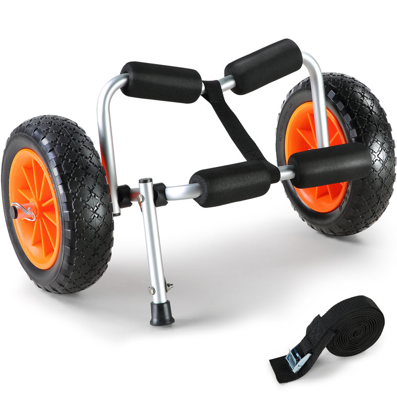 Arlmont & Co. Foldable Kayak Cart Canoe Boat Carrier 250lbs Load with 10'' Solid Tires