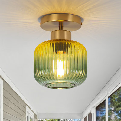 Plafonnier semi-encastré en verre 1 lumière