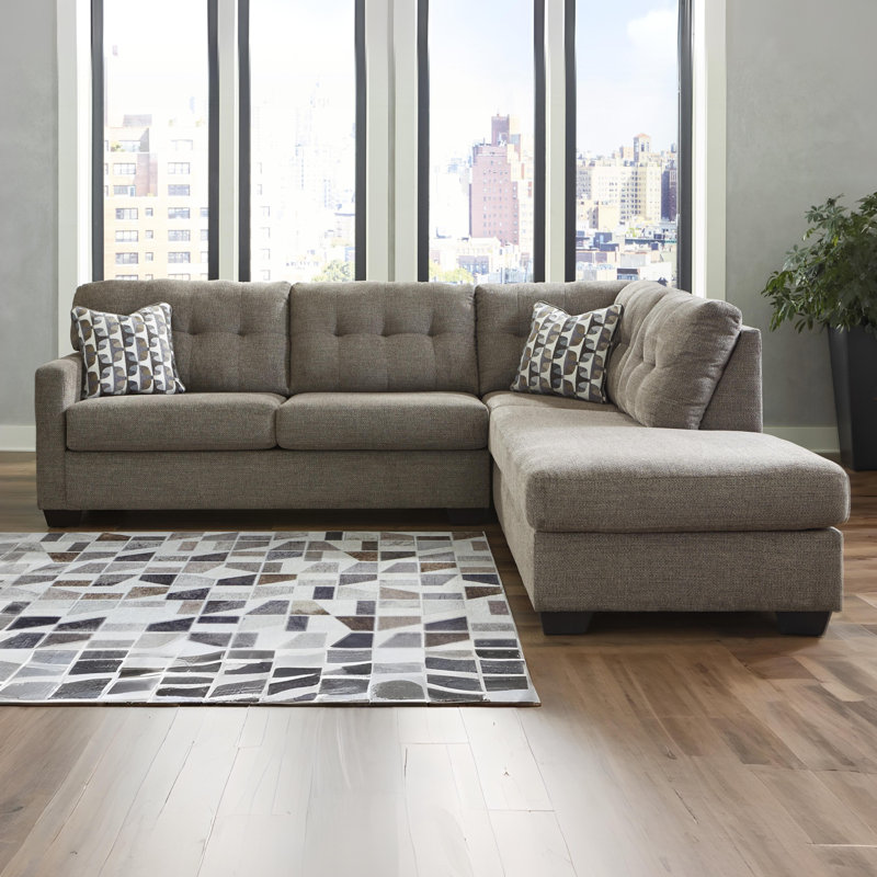 Jasmen Upholstered L-Shaped Sectional, Right Hand Facing, Chocolate 100% Polyester