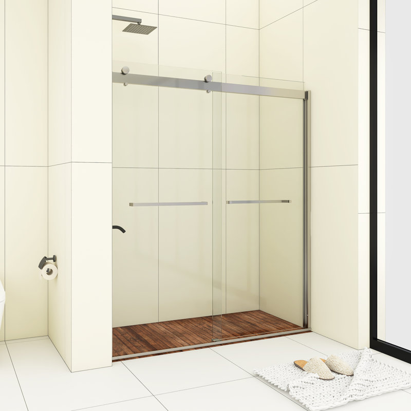 Porte de douche coulissante simple 60 po x 74 po, Chrome