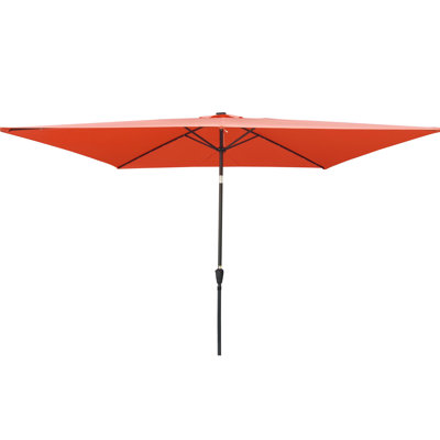 Parasol de patio rectangulaire avec eau solaire 10 x 6,5 pi, inclinaison à bouton-poussoir, pour terrasse, cour arrière, piscine, mécanisme de manivelle et d'inclinaison, jardin, cour