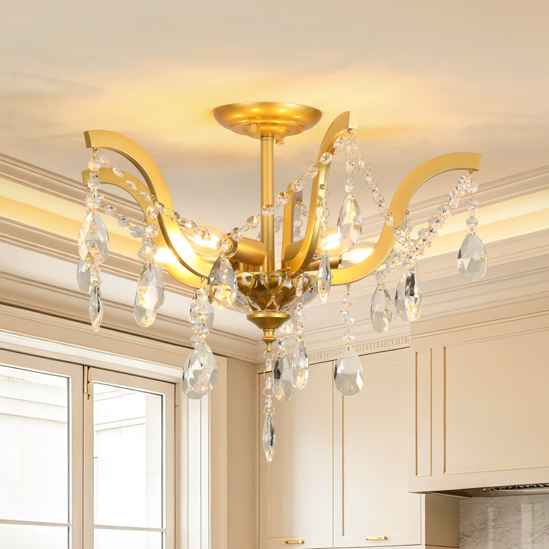 Ether 5-Light Glam Empire Chandelier with Crystal Accents Dimmable Adjustable Chain & Lamp Heads