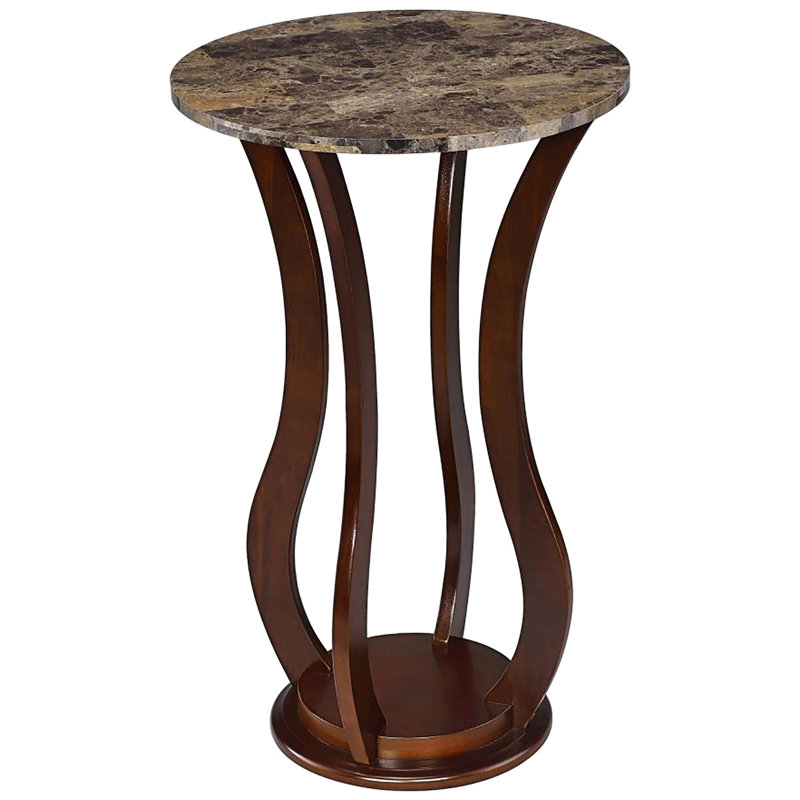 Superbe table d'appoint brune avec finition en faux marbre pour l'espace de vie, Brun, Marbre