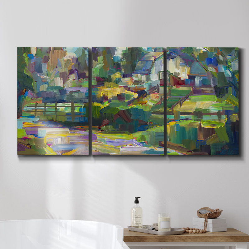 Toile délavée - Toile encadrée multi-pièces, H 27 po x l 54 po x P 2 po