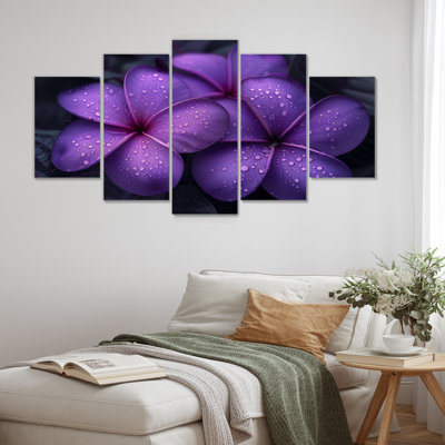 Mauve gris Plumeria Moody Majesty I - ensemble d'art mural en toile Plumeria