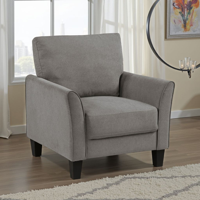  Laffey 34" Modern Upholstered Armchair – Plush Accent Chair with Flared Arms & Sturdy Wood Frame, Chocolate Fabric