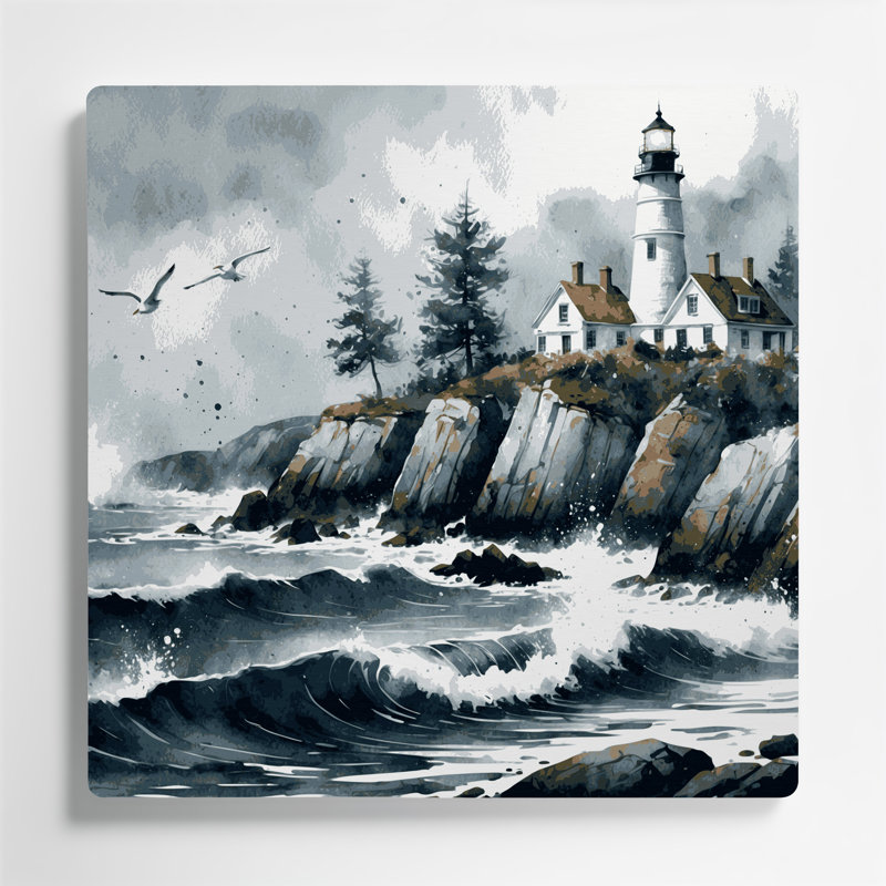 Art mural en métal nautique gris Maine, H 12 po x l 12 po