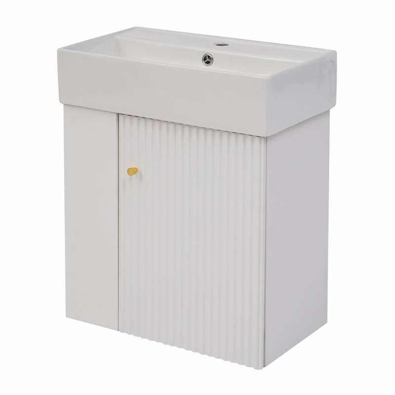 Meuble-lavabo flottant moderne 21,6 po avec lavabo en céramique
