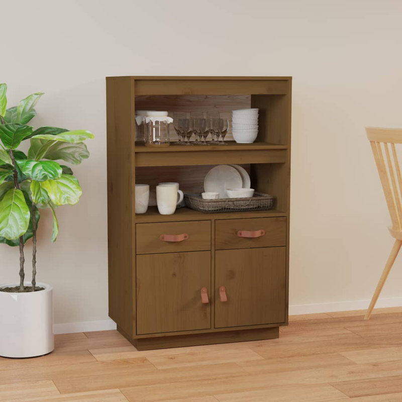 Kyi 67cm Solid Wood Sideboard, Honey Brown
