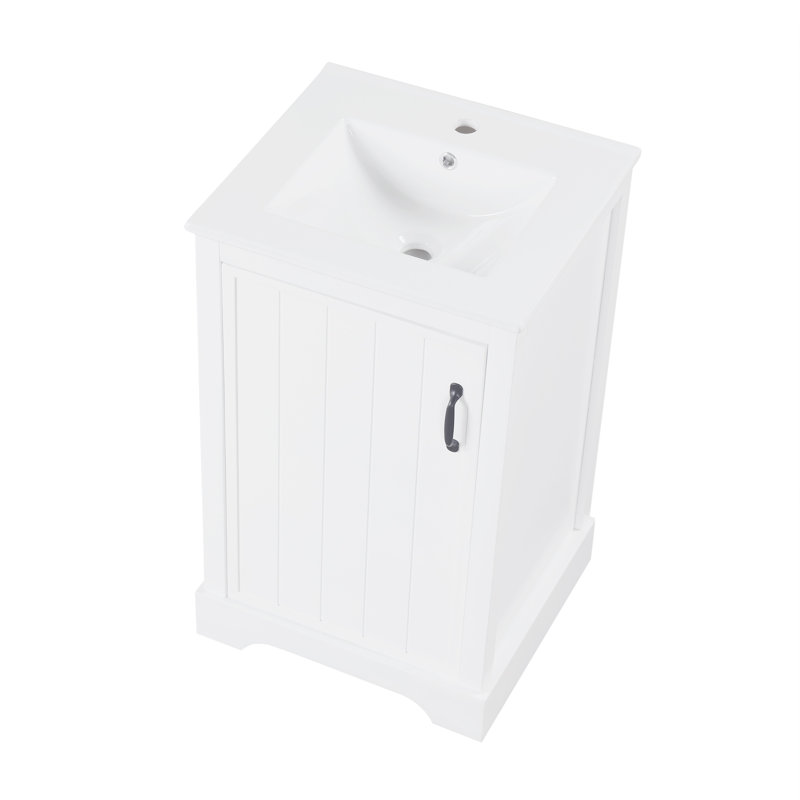 20" Bathroom Vanity with Sink, Bathroom Cabinet with Soft Closing Door, Storage Rack and Adjustable Shelve, White