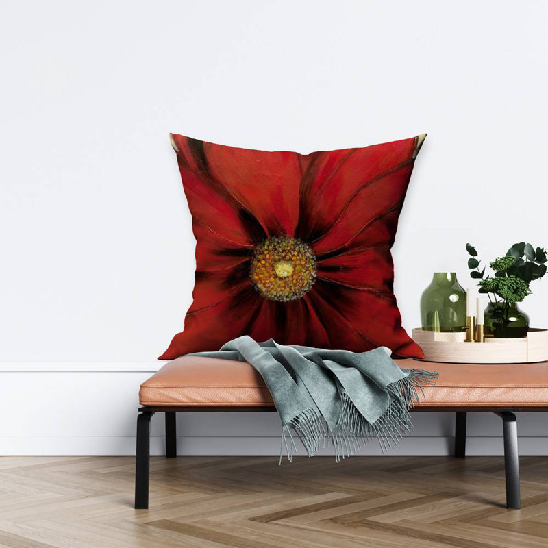 Red daisy - 26"x26" Throw pillow cover - Poly twill - Print on demand