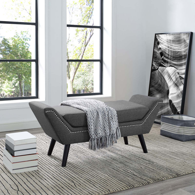 Banc en tissu Carson Carrington Lynge par Modway, Velours gris performance