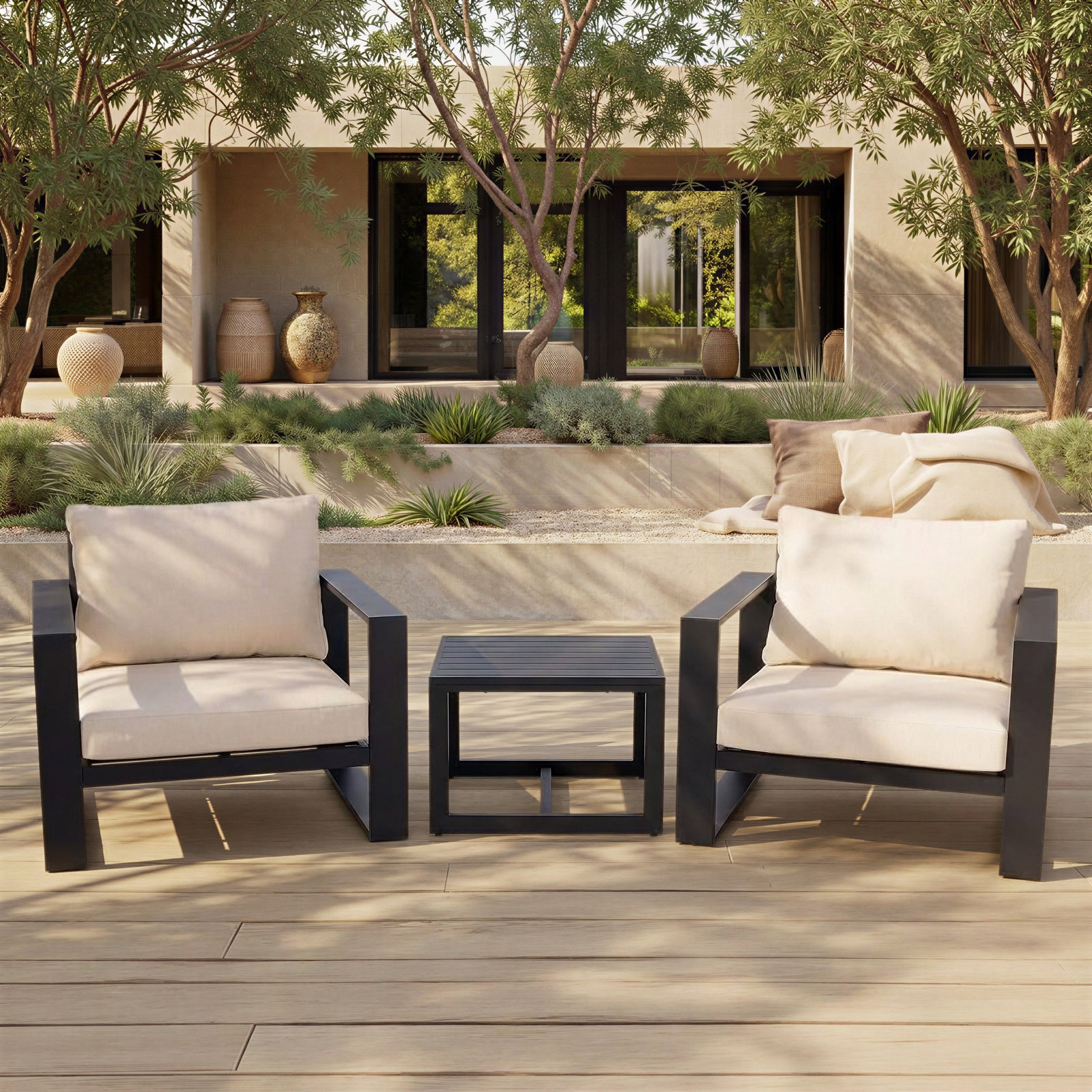 Dwyer 2-Person Patio Seating Group, Black