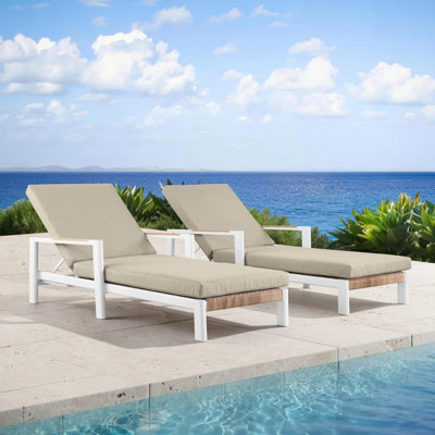 Chaise longue d'extérieur à double usage en teck et osier Arlo (ensemble de 2)