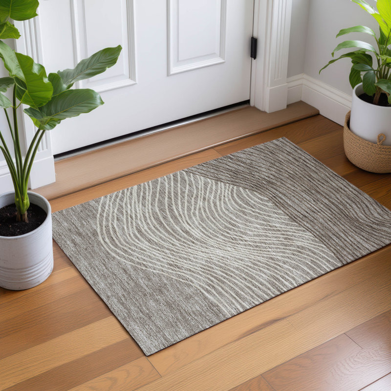 Machine Washable Indoor/Outdoor Adalaide ACN2350 Stripes Rug, Rectangle 1'8" x 2'6"