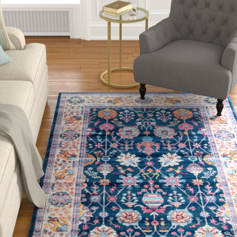 Tapis bleu / orange Hartwick Southwestern, Rectangle 4 pi x 6 pi