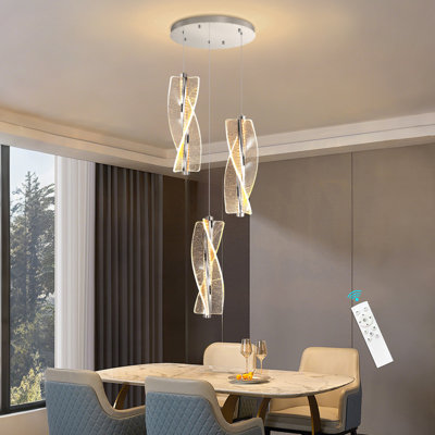 Lustre 3 lumières DEL moderne en acrylique à intensité variable