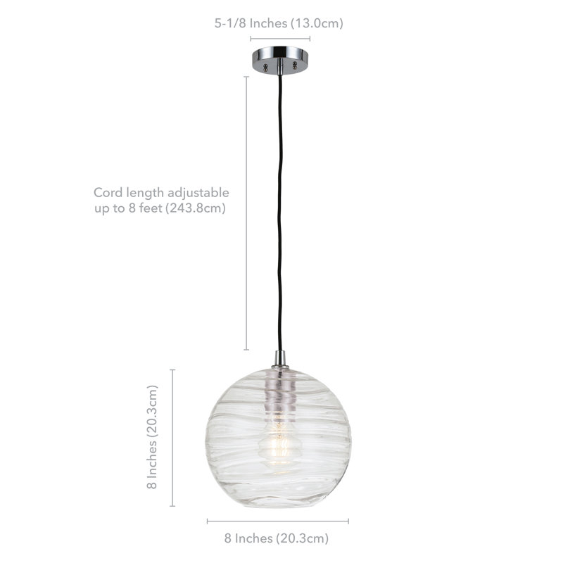 Luminaire suspendu sphérique à 1 lumière Charina, Nickel poli