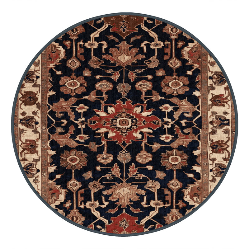 Tapis brun lavable à la machine, Rond 4 pi