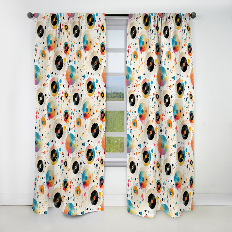Arnos - Rideau occultant en velours à motif géométrique Mid-Century - 1 panneau, L 52 po x L 63 po