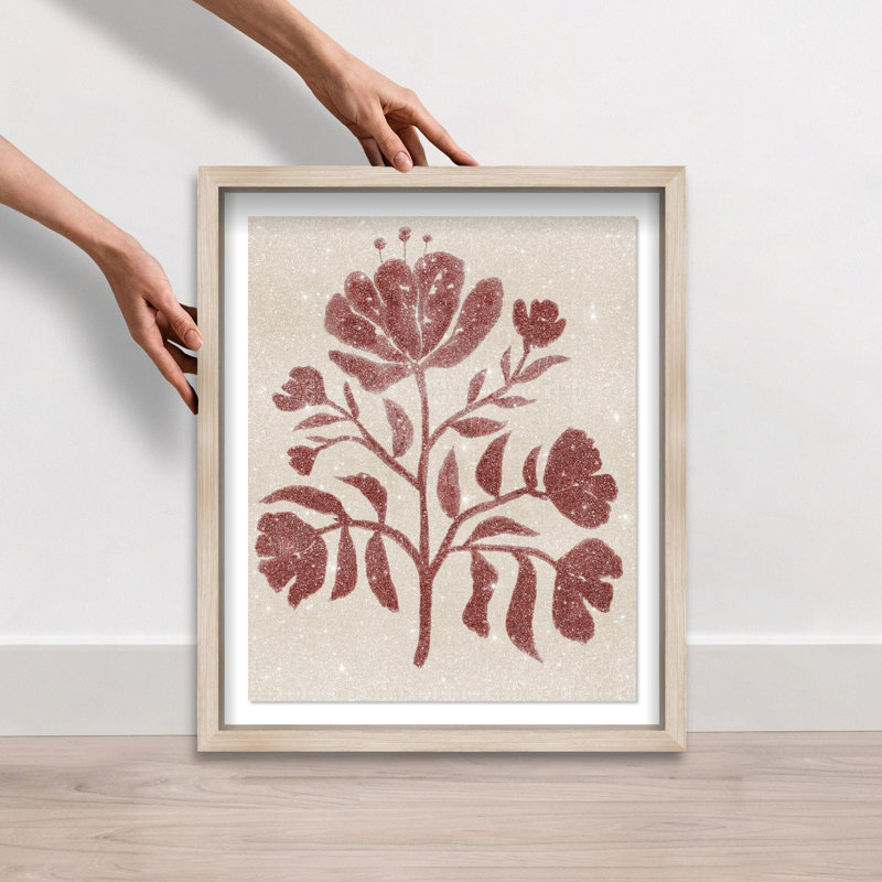 Blooming Alone Shadowbox Floral & Botanical Print by Oliver Gal, Black Frame, 16 x 20, 17.5"H x 21.5"W, Natural Oak Shadowbox