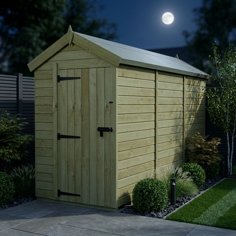 Total Sheds 5ft x 14ft Apex Garden Shed - Single Door - No Windows - Pressure Treated Timber - UK Manufactured