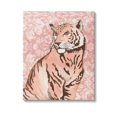 Tigre avec art mural rétro sur toile par Elizabeth Medley